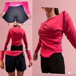 Women’s Pink Casual Top and Black Crotchet Short